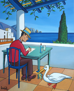 Huile sur toile - Pelican serviable 2024